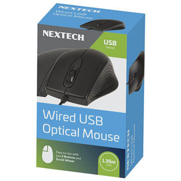 NEXTECH Wired USB Optical Mouse (1000DPI Black) - 0