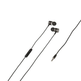 Aluminium Earphones Stereo 3.5mm w/ Mic/Vol Control (Black) - 0
