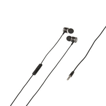 Aluminium Earphones Stereo 3.5mm w/ Mic/Vol Control (Black) - 0