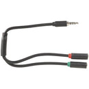 3.5mm 4 Pole Plug to 2 x 3.5mm Socket Cable Splitter 250mm-2