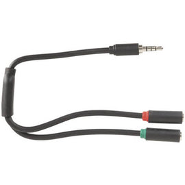 3.5mm 4 Pole Plug to 2 x 3.5mm Socket Cable Splitter 250mm - 0