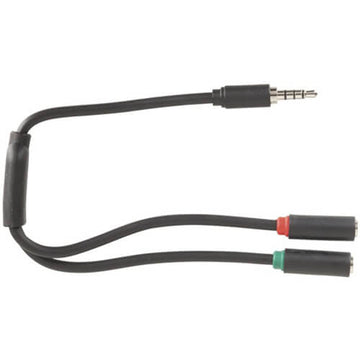 3.5mm 4 Pole Plug to 2 x 3.5mm Socket Cable Splitter 250mm - 0