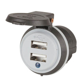 2 USB Charger Skt w/ Dust Cap & Power Indicator for Vehicles - 0