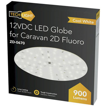 LED Replacement for Caravan 2D Flouro Globe (12VDC White) - 0