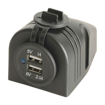 Twin USB Port Panel Surface Mount Converter (5V 1A/2.1A) - 0