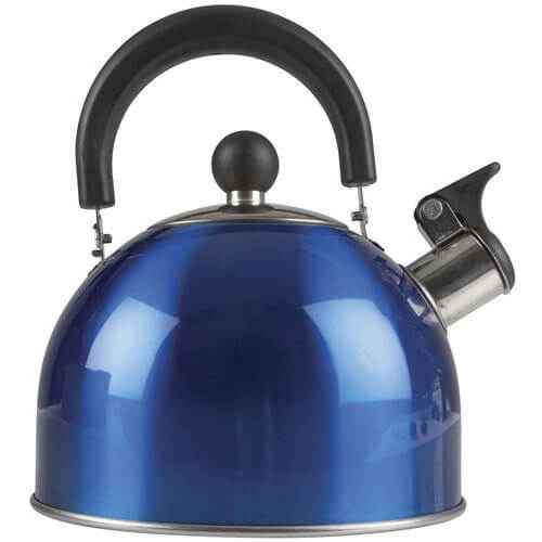 Blue Stainless Steel Whistling Stove Top Kettle 2L