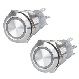 Illuminated IP67 Metal Pushbutton Momentary Switch - 0