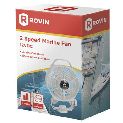 Rovin 2 Speed Marine Fan 12VDC White 6" - 0