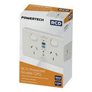 Powertech RCD Protected Double GPO Mains Socket 10A-3