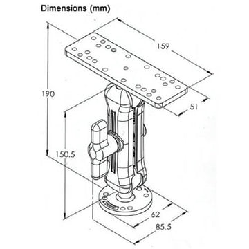 Aluminium Double Ball Joint Arm Universal Mount - 0