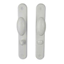 2 poignées de porte sur plaque CHIC, Verrou de condamnation pour salle de bain/WC, Aluminium blanc RAL 9016, Entraxe 195 mm