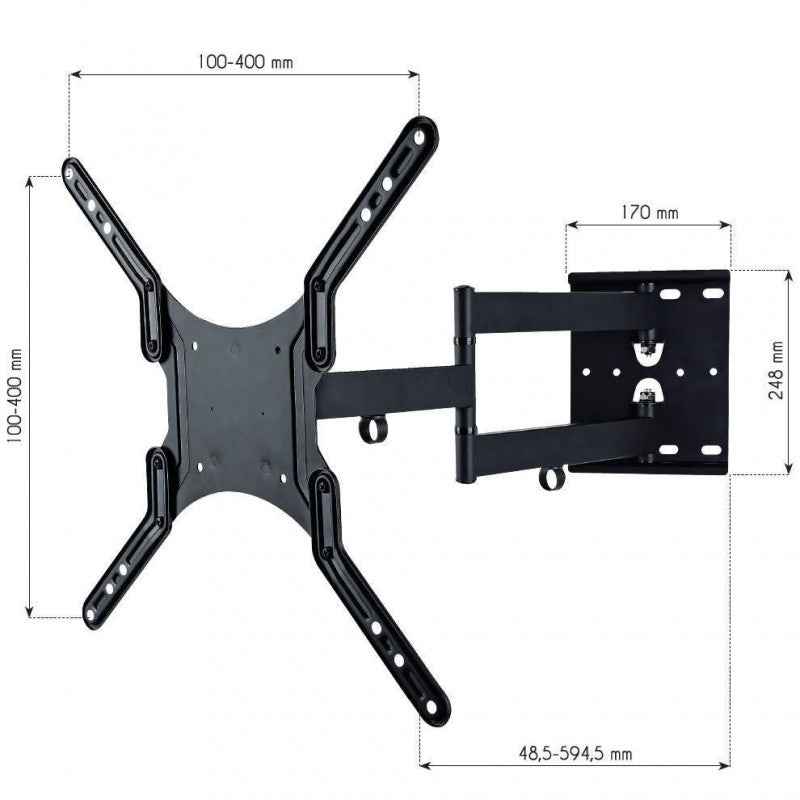 Support mural universel pour téléviseur LCD Techly 23-55, noir, ICA-PLB 136M