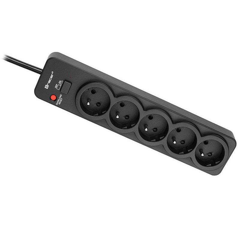 Tracer 46976 powerguard 18 m noir 5 prises