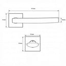 Schéma technique de 2 poignées de porte sur rosace ORION, Verrou de condamnation pour salle de bain/WC, Finition Inox 304 nickel mat