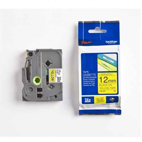 Cassette d'étiquettes laminées Brother TZe-631 (TZE631) P-touch, noir sur jaune, 12 mm, 8 m