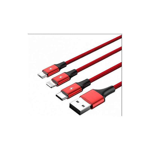 Kabel ładujący 3-in-1 USB - USB-C/microUSB/Lightning, 1,2m; C4049RD
