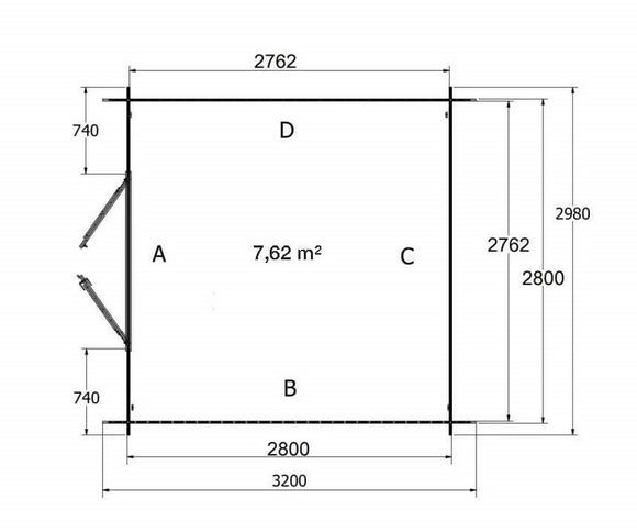 Abri de jardin en bois traité autoclave surface utile 762m² 298x 298x 235cm int044/ineksa