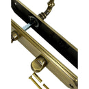 2 poignées de porte sur plaque CARINA, Verrou de condamnation pour salle de bain/WC, Finition laiton patiné, Entraxe standard 195 mm