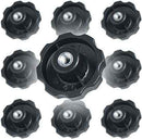 Volantino con Bussola in Ferro Filettata in ABS Nero Manopola Kit 10 o 50 Pezzi