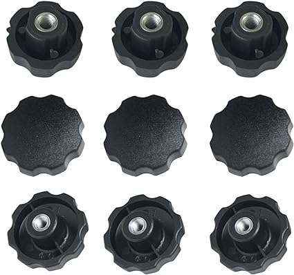 Volantino con Bussola in Ferro Filettata in ABS Nero Manopola Kit 10 o 50 Pezzi