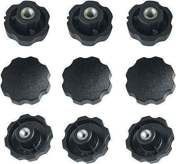 Volantino con Bussola in Ferro Filettata in ABS Nero Manopola Kit 10 o 50 Pezzi