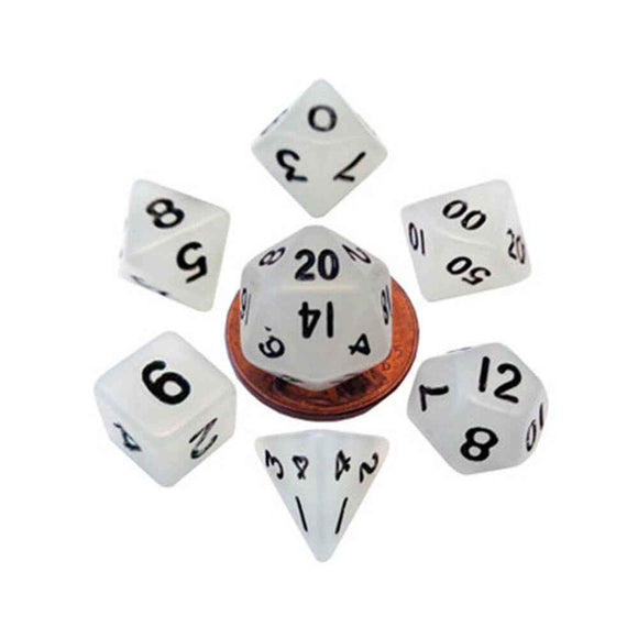 MDG Mini Glow Poly Dice Set (with Black No.)