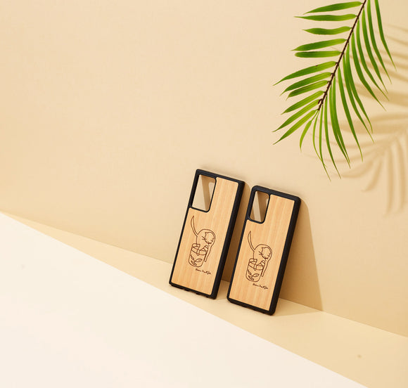 Coque man&wood pour galaxy note 20 chat avec poisson