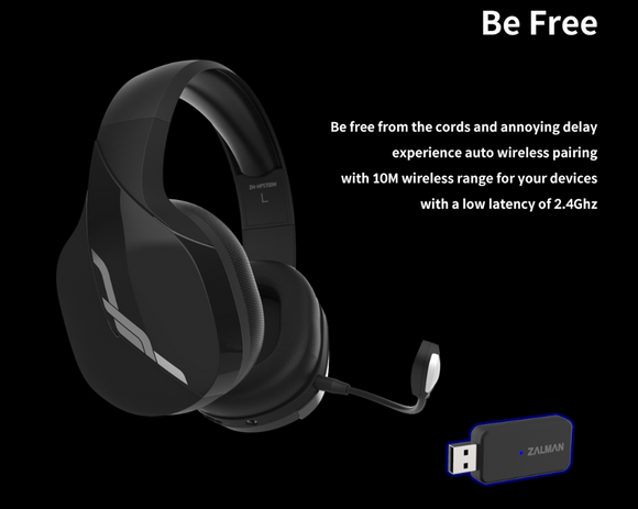 Casque de jeu sans fil 7.1 zalman zm-hps700w noir