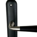2 poignées de porte sur plaque CLEO, Trou de cylindre - entrée - bureau - service, Finition bois noir, Entraxe standard 195 mm-4