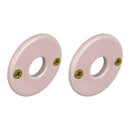 2 poignées sur rosaces rondes LIZON, Entrée de clé pour chambre, Porcelaine rose, Finition coude en Laiton poli doré