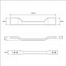 Schéma technique de poignée de meuble ARNO, Finition zamak nickel mat bi-entraxe 172-192 mm