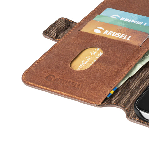 Étui portefeuille Krusell pour Samsung Galaxy S21+, cognac vintage (62270)