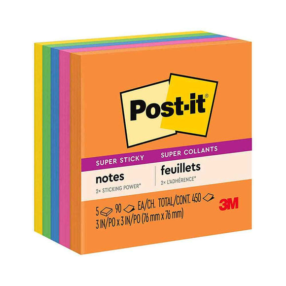 Post-it Super Sticky Notes 76x76mm (5pk)