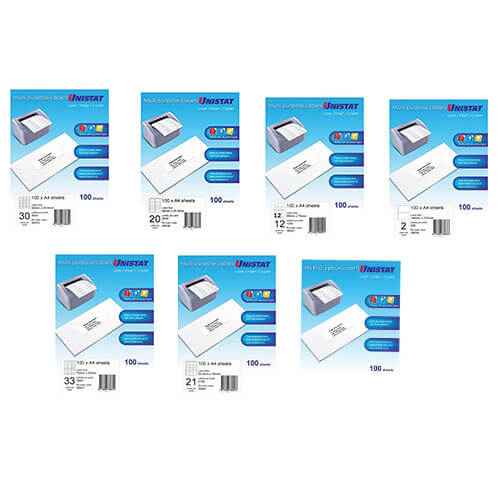 Unistat Laser/Inkjet/Copier Label 100pk