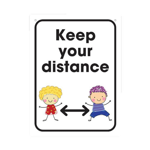 Durus School Keep Your Distance Wall Sign White (225x300mm)