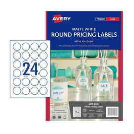 Avery Round Laser Labels 40mm 8pk (24/sheet)