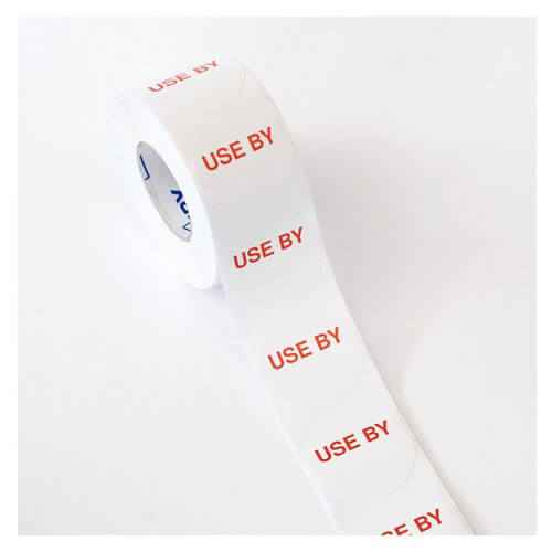 Avery USE BY Removable Label 40mm 500/roll (White/Red)