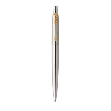 Parker Jotter Steel Gold Trim Ballpoint Pen - 0