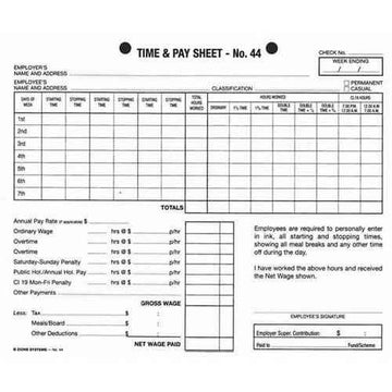 Zions Hotel Time Sheet