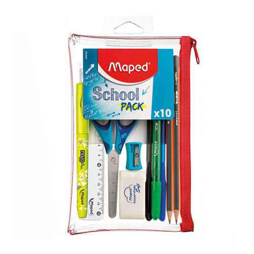 Maped Pencil Case Student Kit 10pcs Transparent
