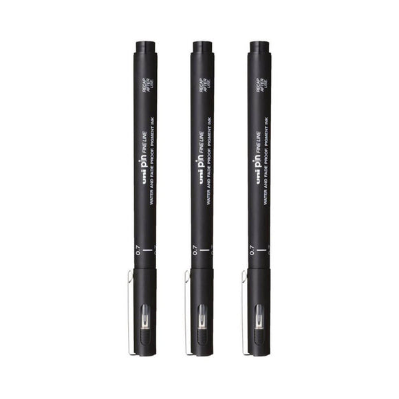 Uni-ball Pin Fineliner Pen Black (Wallet of 3)