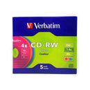 CD-RW Verbatim 80 min 4x Boîtier Slim (5 pièces)