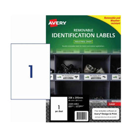 Avery Heavy Duty Removable Laser Label 208x295mm 20pk