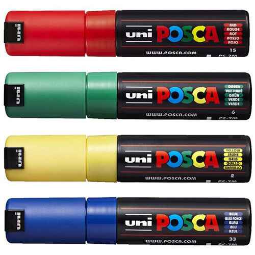 Uni Posca 8mm Tip Marker Assorted (4pk)