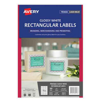Avery Rectangle Gloss Labels 10pk White