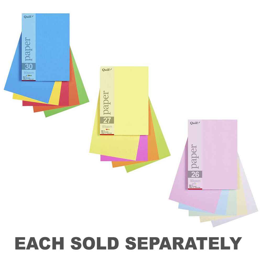 Quill Paper 80gsm A5 Assorted (25pk) - His Gifts | clicktofournisseur.com