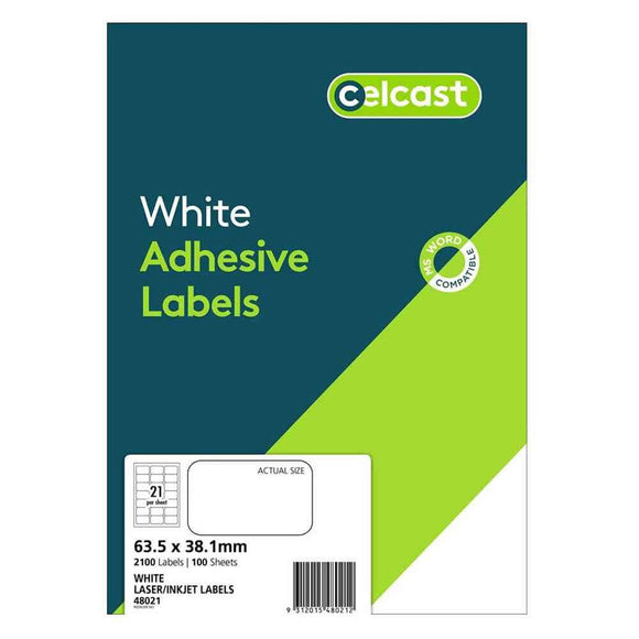 Celcast Laser/Inkjet Labels White (100pk)