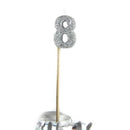 Alpen Glitter Long Stick Candle (Silver)-12