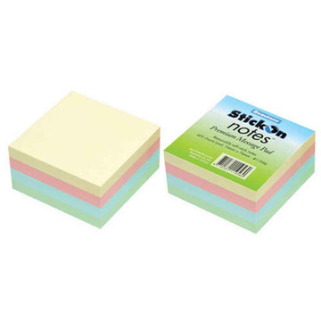 Beautone Stick On Cube Notes Cube 76x76mm Pastel (4 Colours)