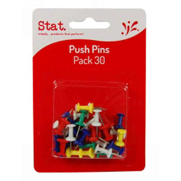 Stat Push Pins 30pk (Assorted Colours)